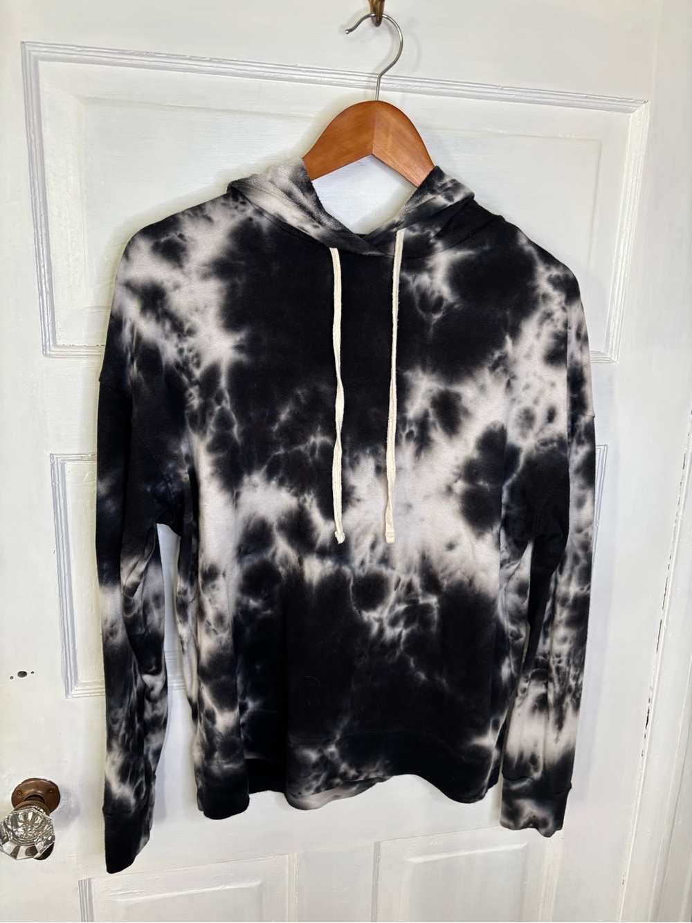 Sundry Black & White Tie-Dye Hoodie